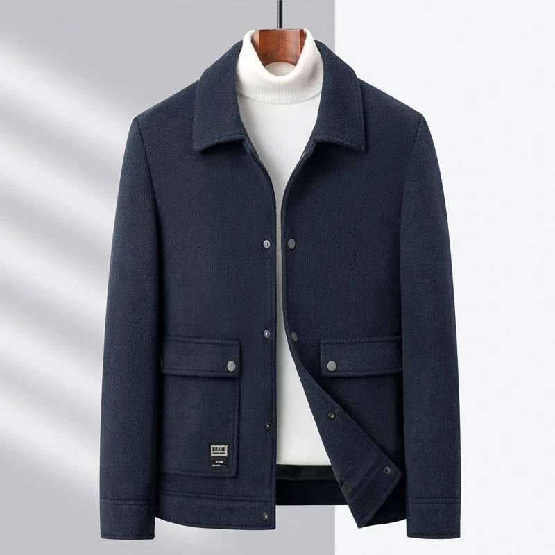 Herren Wolljacke Kurz mit Knöpfen & Taschen