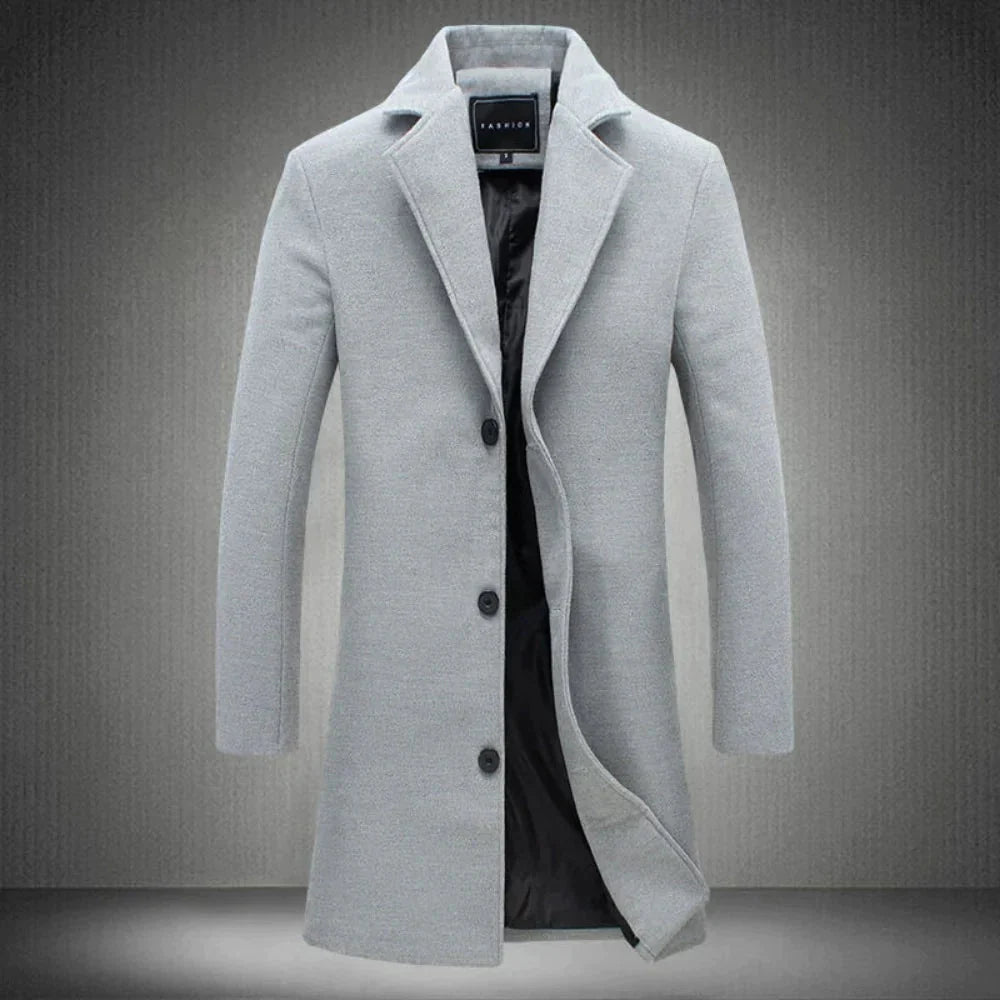 Herren Wollmantel Mittellang Elegant Winter
