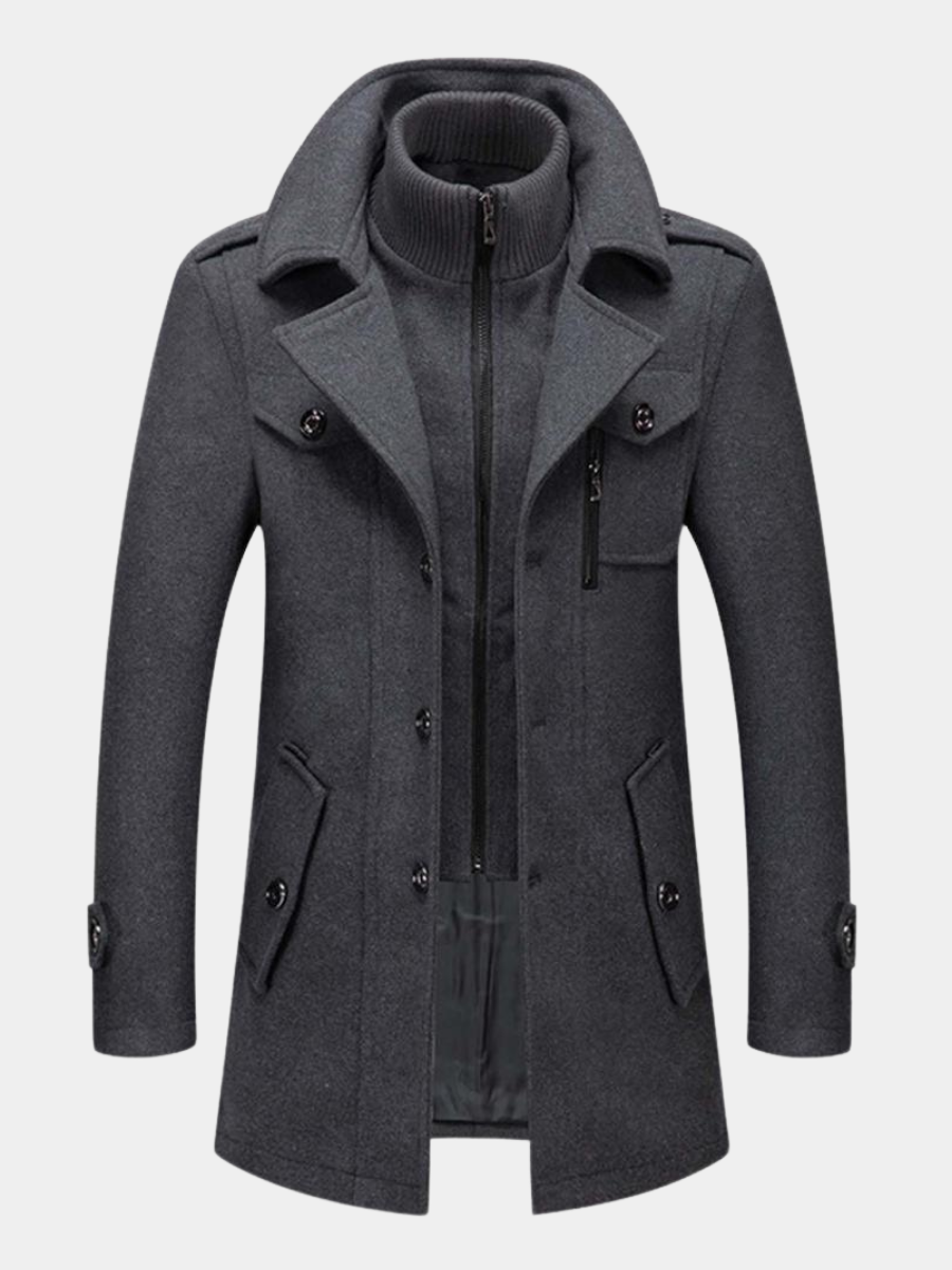 Herren Wolljacke Warm Mittellang Winter - IdealeKleiden