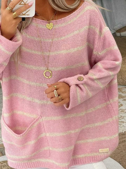 Stylisher Streifenpullover Modern Frauen