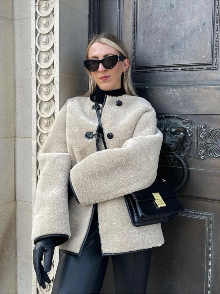 Shearling-Mantel Frauen Oversized Warm & Weich