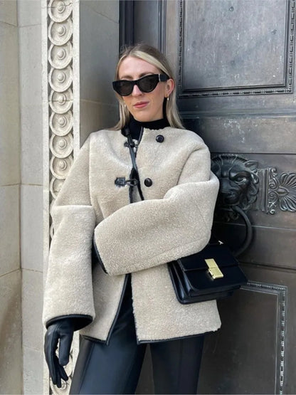 Shearling-Mantel Frauen Oversized Warm & Weich
