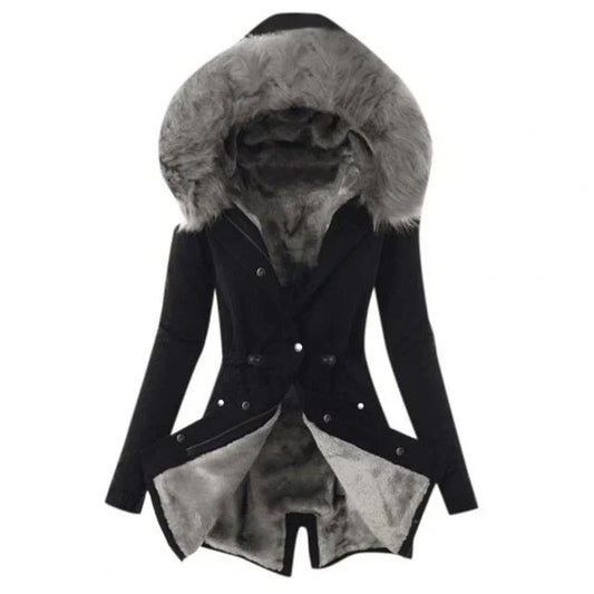 Weiche Damenjacke mit Fellfutter Warm - IdealeKleiden
