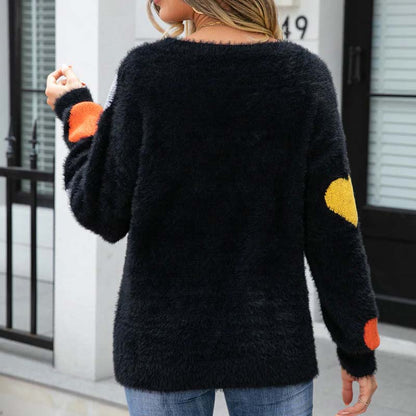 Frauen Pullover Herzen Muster - IdealeKleiden