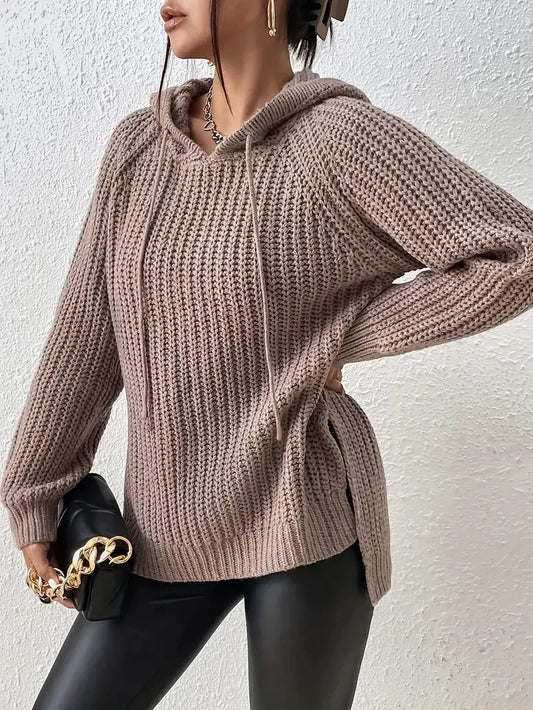 Bequemer Strickpullover Kapuze - IdealeKleiden