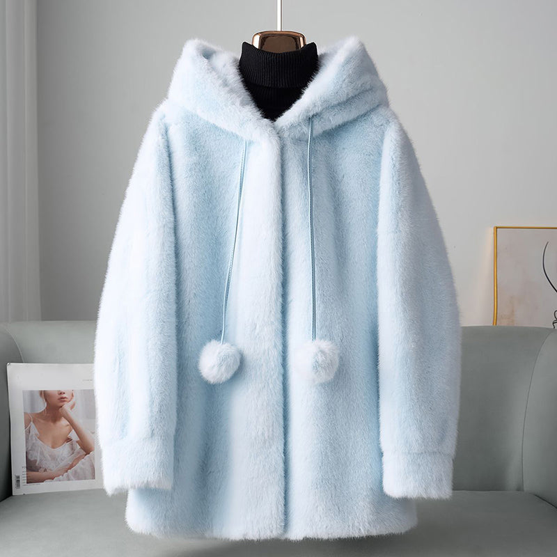 Stylische Faux-Fur-Jacke mit Bommel-Details