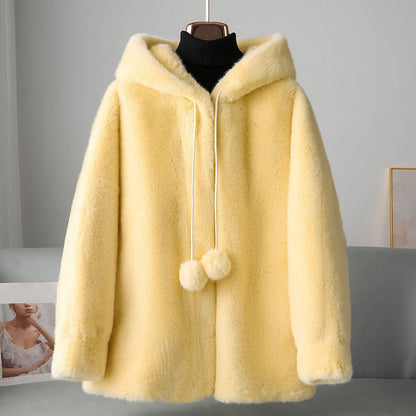 Stylische Faux-Fur-Jacke mit Bommel-Details