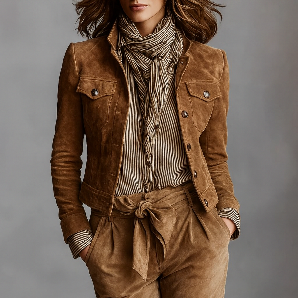 Stilvolle Lederjacke Damen mit Brusttaschen