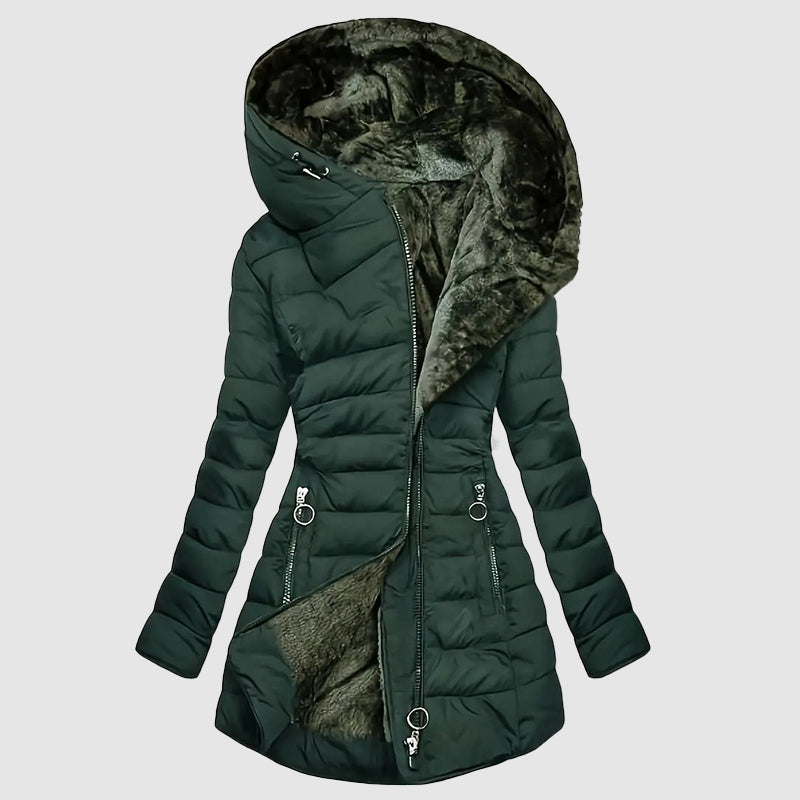 Kapuzenpuffermantel Damen Weich Plüsch