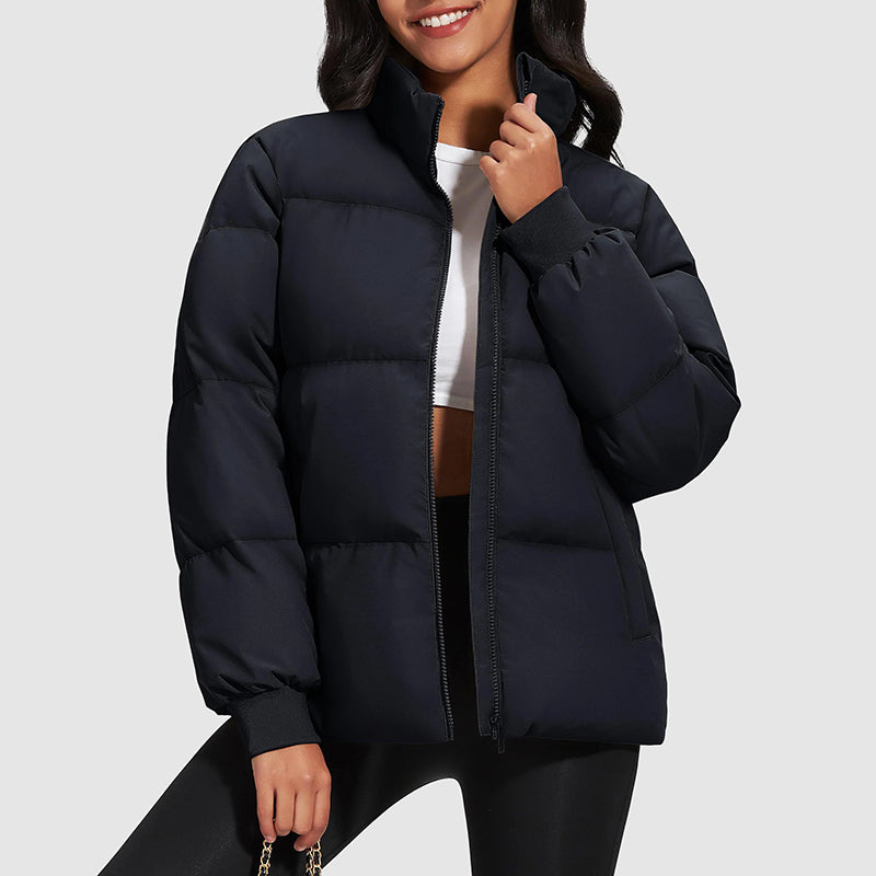 Kurze Daunenjacke Mit Stehkragen Damen