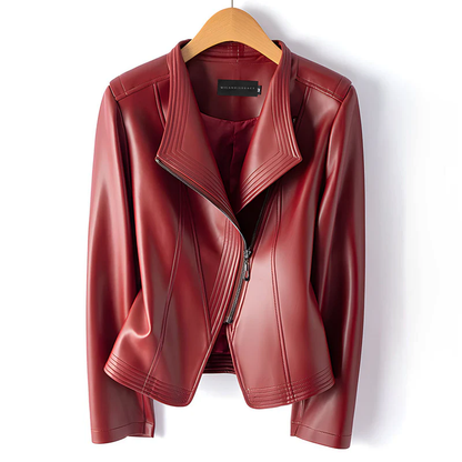 Modische Faux-Lederjacke Asymmetrisch Schnitt