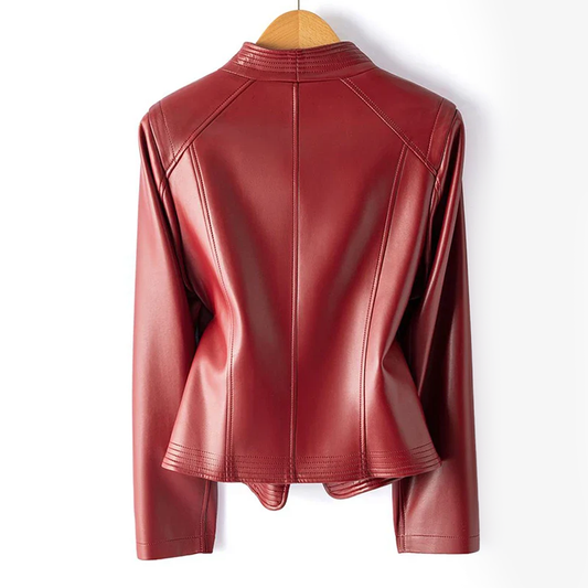 Modische Faux-Lederjacke Asymmetrisch Schnitt - IdealeKleiden
