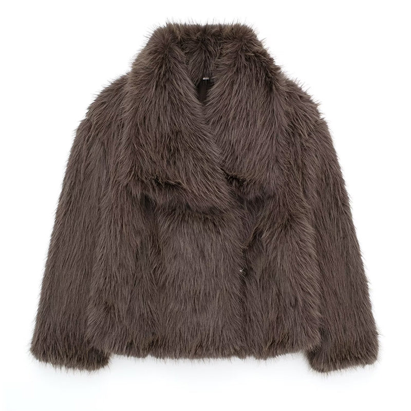 Fellbesatz Mantel Relaxed Fit Oversized Kragen