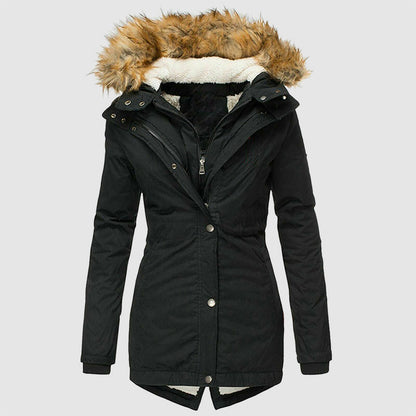 Winterparka Damen Warm Fleece Kapuze