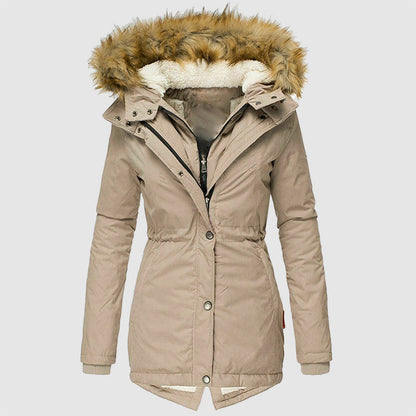 Winterparka Damen Warm Fleece Kapuze