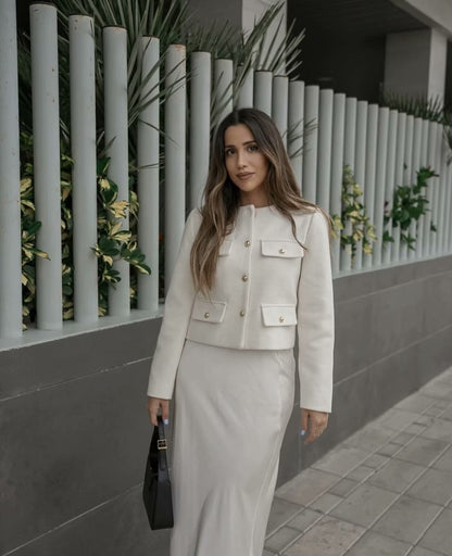 Kurzgeschnittener Blazer Frauen Wolljacke Modern Style - IdealeKleiden