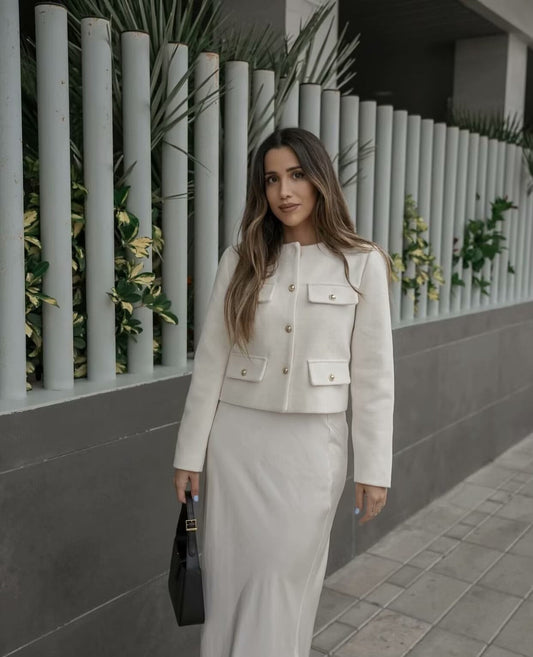 Kurzgeschnittener Blazer Frauen Wolljacke Modern Style - IdealeKleiden