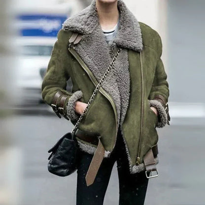 Lederjacke Bikerstil Mit Schnallen