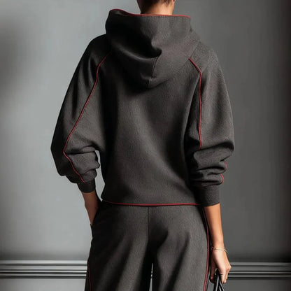 Stylische Hoodie Schwarz Rot Kontrast - IdealeKleiden
