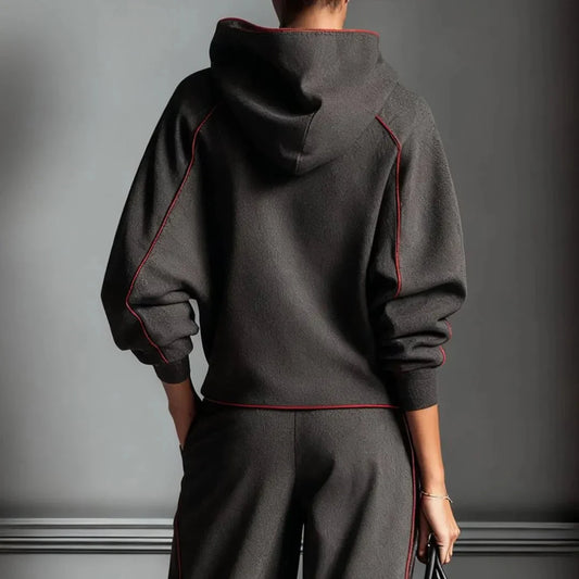 Stylische Hoodie Schwarz Rot Kontrast - IdealeKleiden