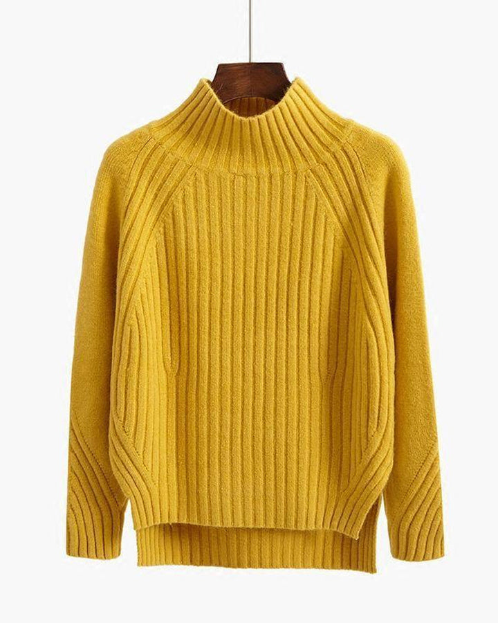 Damen Pullover Warm Gerippt Winterlook