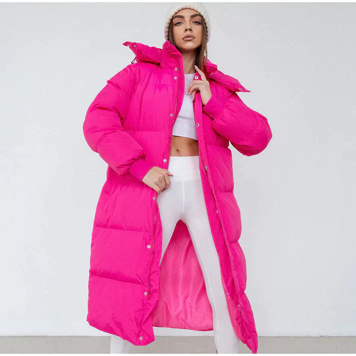 Große Übergangsjacke Damen Puffer Mantel Kapuze