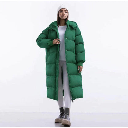 Große Übergangsjacke Damen Puffer Mantel Kapuze