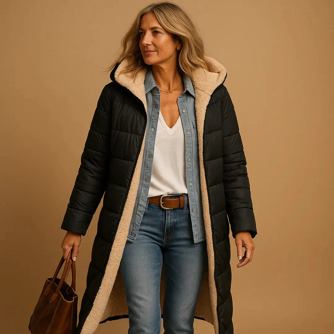 Langer Puffermantel Steppjacke Damen - IdealeKleiden