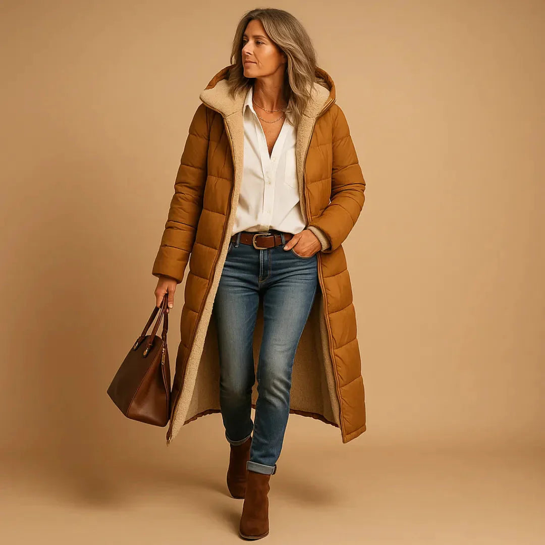 Langer Puffermantel Steppjacke Damen