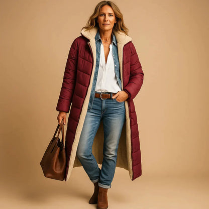 Langer Puffermantel Steppjacke Damen