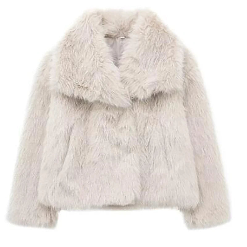 Stylische Kunstpelzjacke Damen - Leichter Wintermantel Elegantes Design