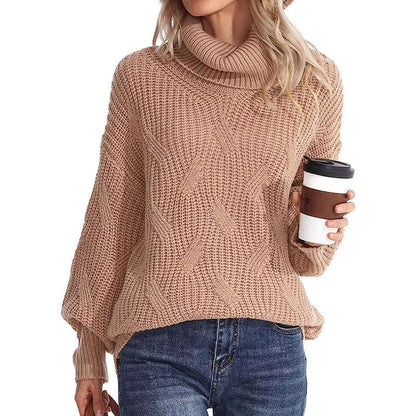 Damen Winterpullover Kabelstrick Rollkragen