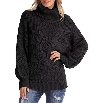 Damen Winterpullover Kabelstrick Rollkragen