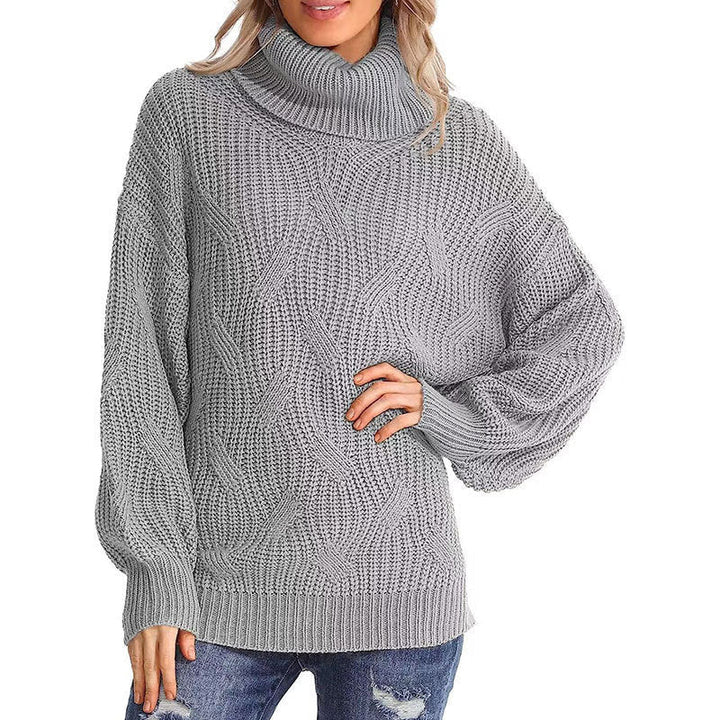 Damen Winterpullover Kabelstrick Rollkragen - IdealeKleiden