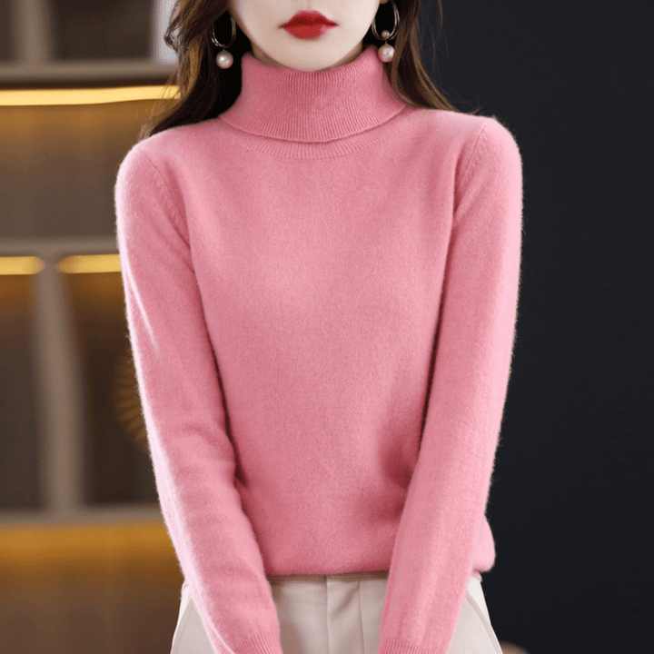 Damen Strickpullover Klassisch Warm Rollkragen