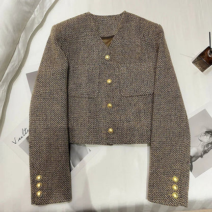 Eleganter Blazer Damen - Taillierte Jacke Goldknöpfe - IdealeKleiden