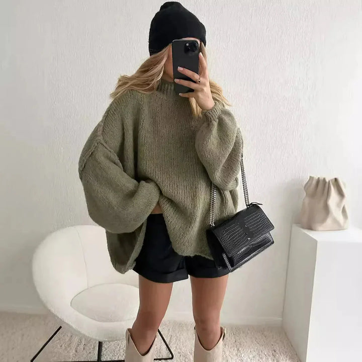 Damen Oversized Strickpullover Winterwarm - IdealeKleiden