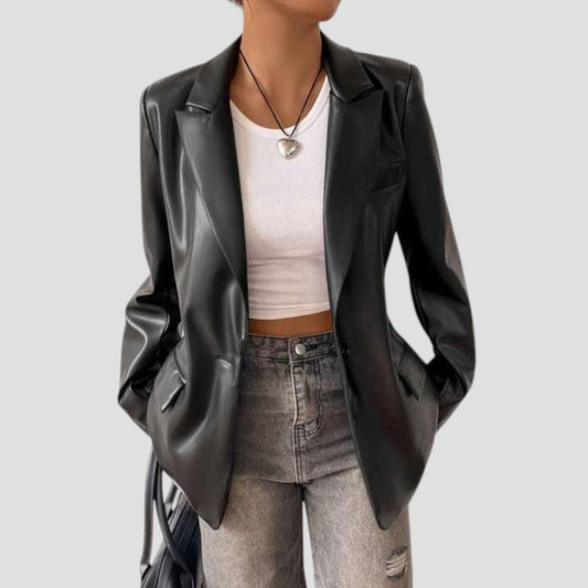 Stilvolle Blazerjacke Oversized Schwarz Modern Cut - IdealeKleiden