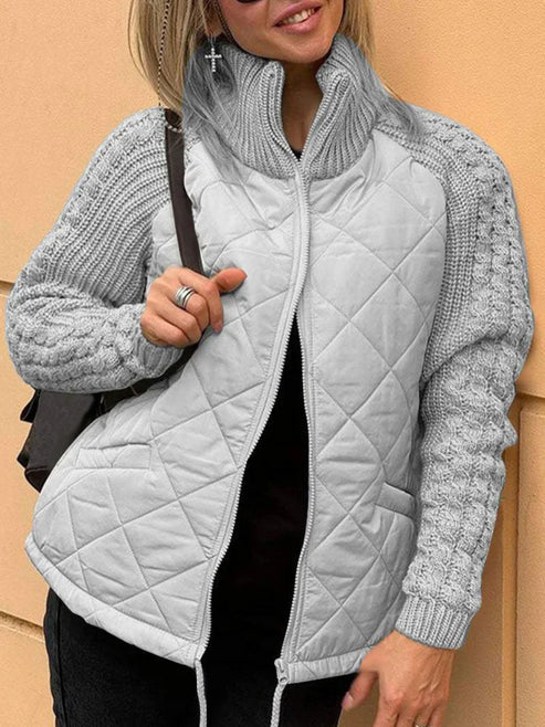 Gesteppte Winterjacke Textile Ärmel Reißverschluss Steppjacke