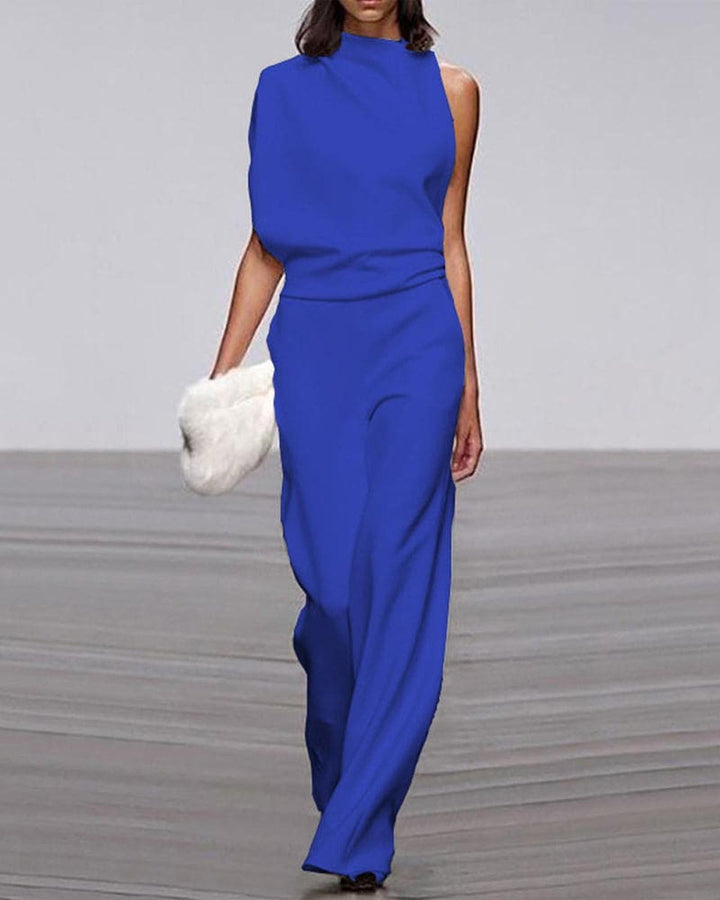 Damen Elegant Asymmetrische Jumpsuit Weite Beine