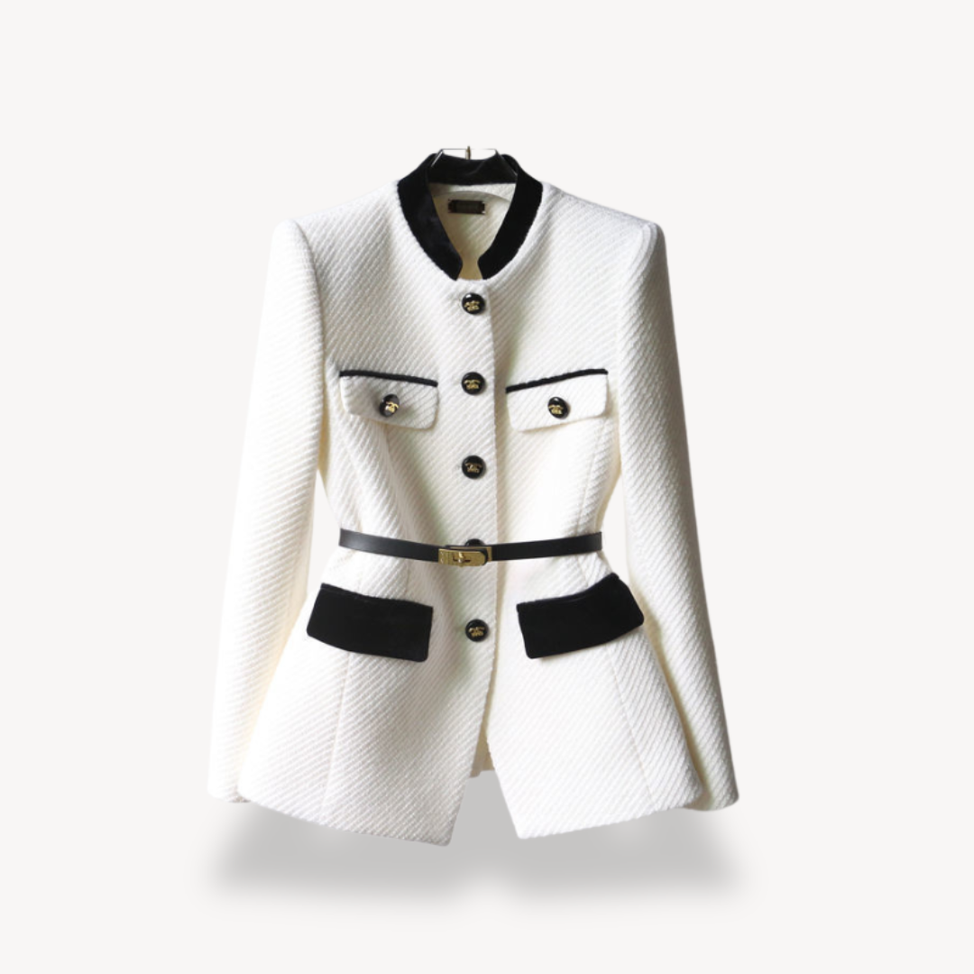 Eleganter Blazer Damen - Samt Effekt & Gold Accents