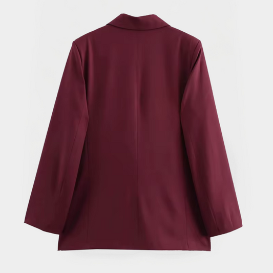 Eleganter Burgunder Blazer Damen - IdealeKleiden