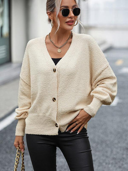 Damen Cardigan Herbst Strick V-Ausschnitt