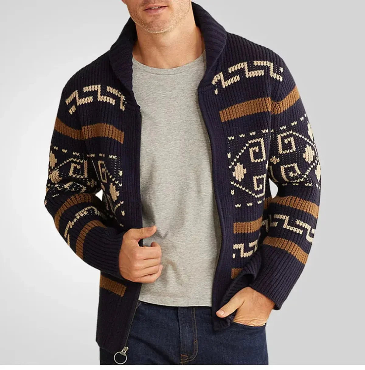 Herren Strickjacke Gemütlich Muster Design