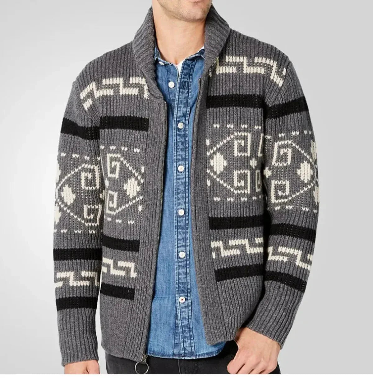 Herren Strickjacke Gemütlich Muster Design