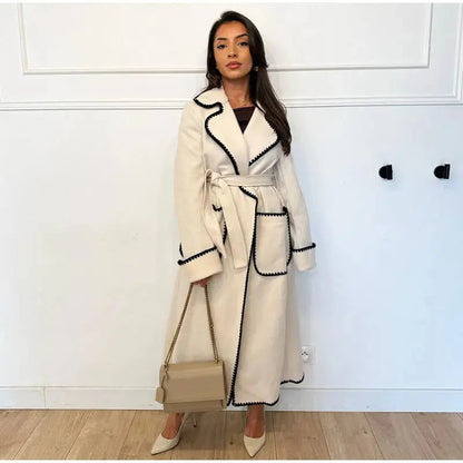Elegante Damenmantel Revers Tasche Modern