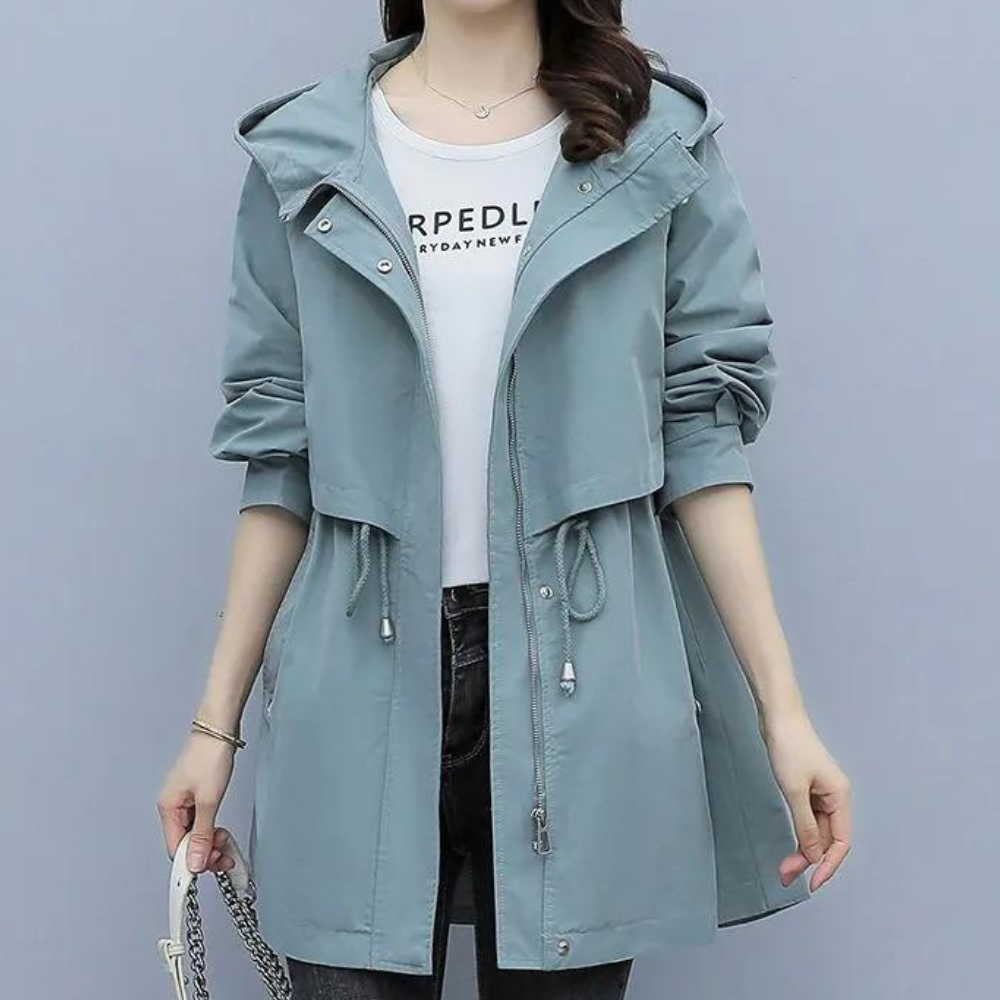 Herbstjacke Damen Kapuzenparka Schnürung Warm