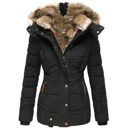 Damen Wintermantel Pelz Kragen Warm Elegant - IdealeKleiden