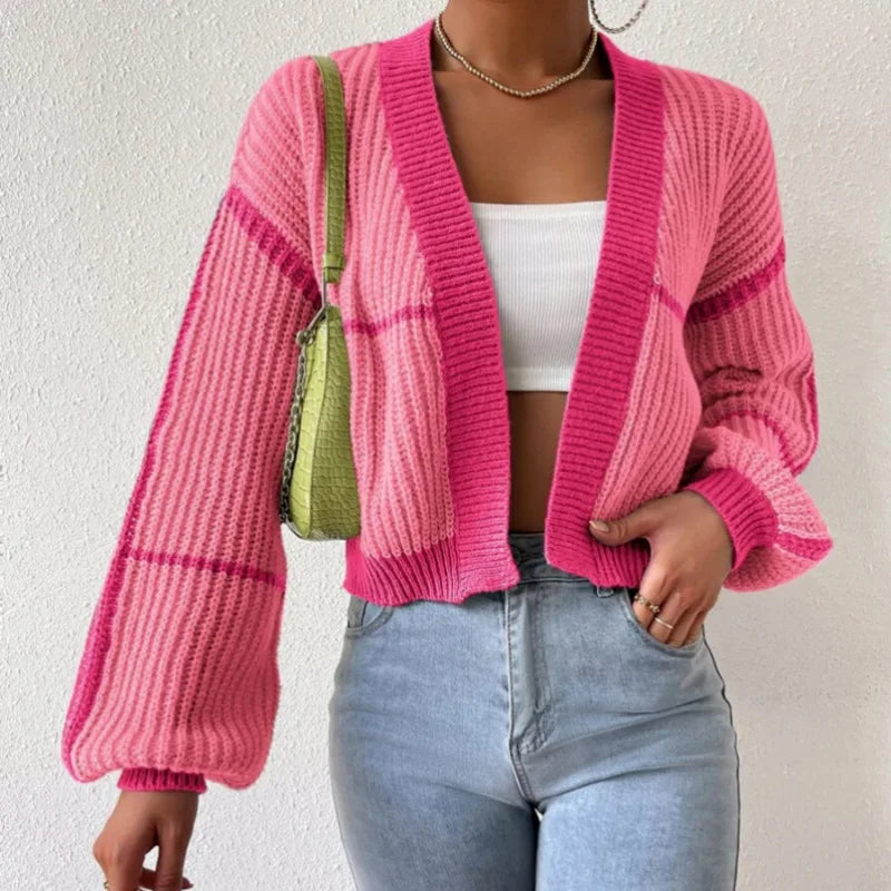 Damen Strickjacke Langärmlig Bunt