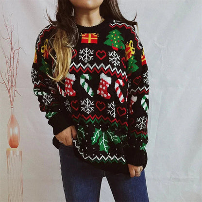 Weihnachtspullover Damen Strickwarm